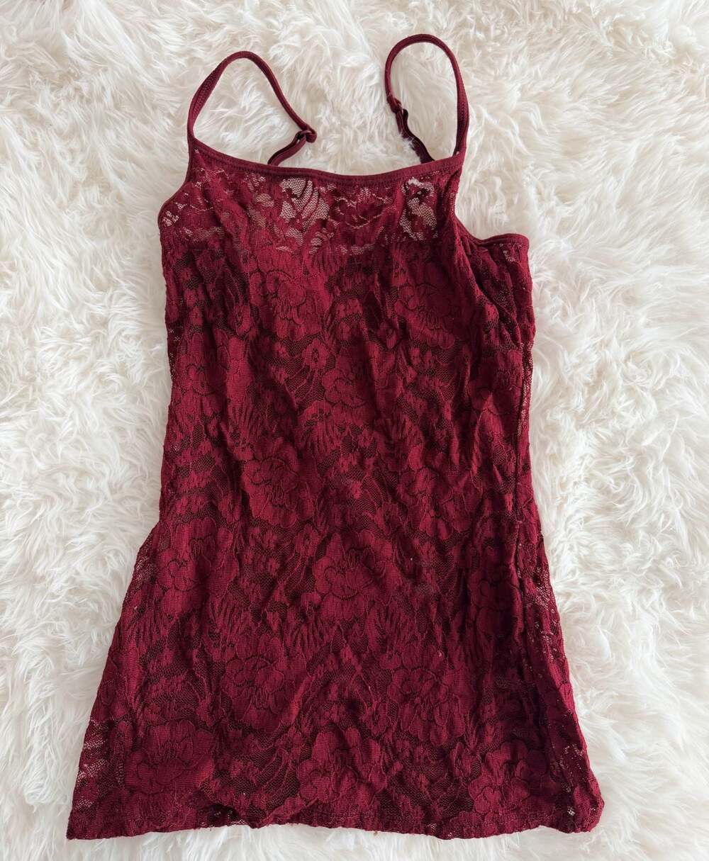 Burgundy Floral Lace Camisole Tank Top
